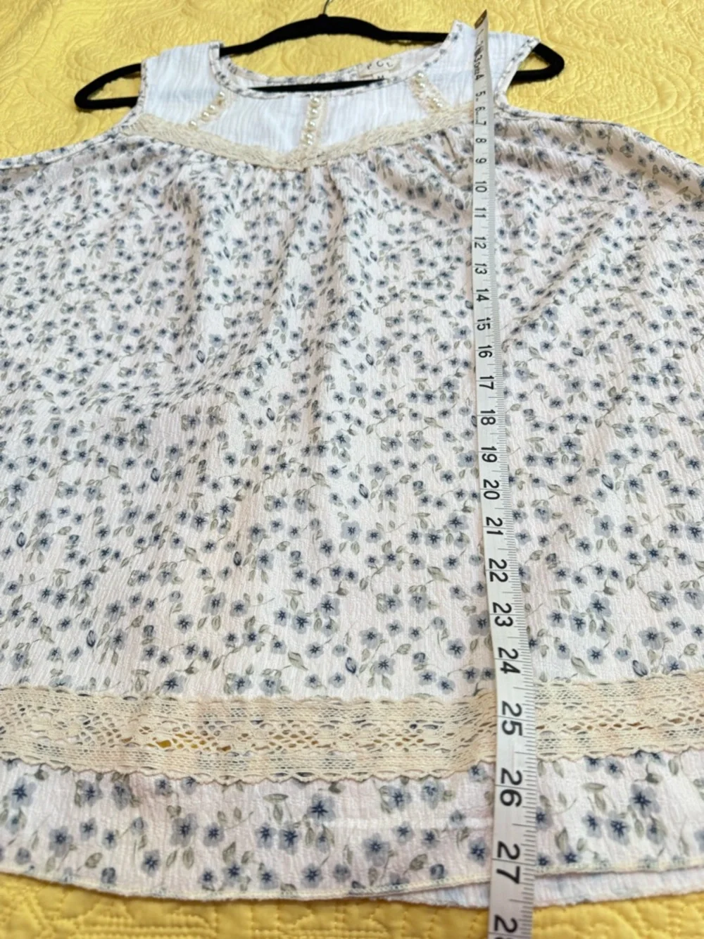 H283 New POL M pp22 Cream Floral Lace Trim Sleeveless Top matching pants listed - Picture 6 of 9